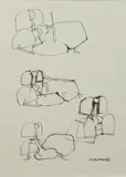 Women by Mauro Malang Santos, pen and ink on paper, sold Jan 2019