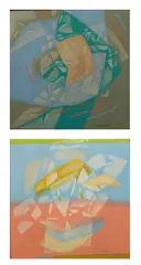 Beni Guzman, a.) Abstraction 3 b.) Abstraction 1, mixed media