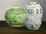 Three Jars by Rolando F. Delos Santos, oil on canvas 12” x 16” (30 cm x 41 cm), sold Oct 2018