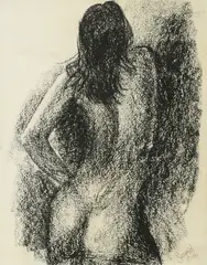 Nude by Solomon Saprid, charcoal on paper, sold Oct 2018