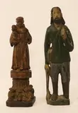 a.) San Antonio de Padua b.) San Isidro de Labrador by A Pair of Philippine colonial saints, a.) Carved wood b.) Polychrome wood, sold Oct 2018