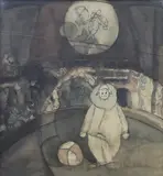 Julio Martin Caro, Circus Clown, watercolor on paper