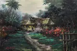 Emy Lopez, Barrio Scene, oil on canvas