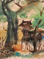 Villanueva, Bahay Kubo, watercolor on paper