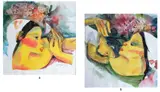 Lydia Velasco, a.) Portrait of a Woman  b.) Mother and Child, a. mixed media on paper