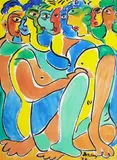 Inday Cadapan, Girls, watercolor on paper