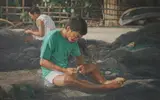 Vicente Ramos, Mending the Net, oil on canvas