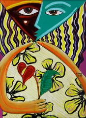 Philipp Badon, Flower Lady, oil on canvas