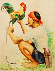 R. Fernandez, Sabongero, Watercolor on paper