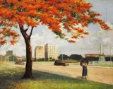 Philippine School, Fire Tree, Oil on canvas