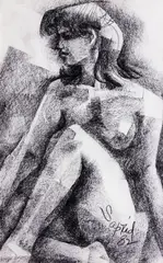 Nude by Solomon Saprid, Pastel on paper, sold Oct 2017