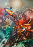 Rafael Pacheco, Undersea World 17, Oil on paper