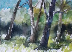 Trees by Lino Severino, Watercolor on paper, sold Oct 2017