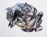 Jerry Elizalde Navarro, The Minotaur’s Woman, Lithography in color pencils on paper