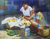 Cee Cadid, Fruit Vendor, Mixed media
