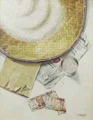 Fidel Sarmiento, Gintong Butil, Watercolor on paper