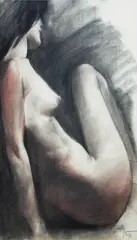 Nude by Romulo Olazo, Charcoal on paper, sold Jul 2017