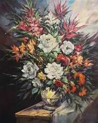 Flower Vase by Gabriel Custodio, Oil on canvas, sold Jul 2017