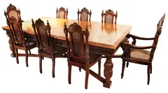 Dining Table with Chairs, Early 20th Century, Narra