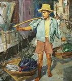 Romeo Enriquez, Vendor, Oil on canvas