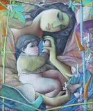 Tam Austria, Mother and Child, Mixed media