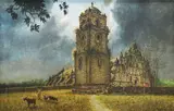 Eduardo Perrenoud Jr., Paoay Church, oil on canvas