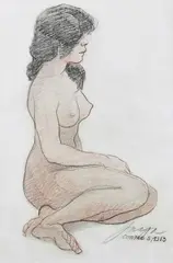 Nude by José T. Joya, pastel on paper, sold Oct 2016