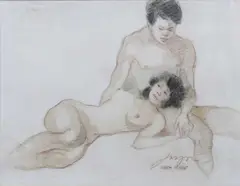 Lovers by José T. Joya, pastel on paper, sold Oct 2016