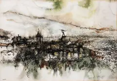 Barrio by Leon Pacunayen, watercolor on paper, sold Jul 2016