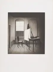 Atelier by Friedrich Meckseper, 1974, Aquatintaradierung auf BFK RIVES FRANCE (Wasserzeichen), sold Feb 2023