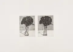 Peter Dreher, Ohne Titel (Rosenstrauß in Glasvase), 1978, Radierung auf Velin