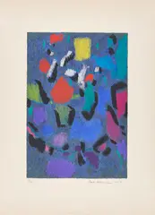 Sphärisch-Bewegtes by Max Ackermann, 1959, Farbserigrafie auf Bütten, sold Jan 2023
