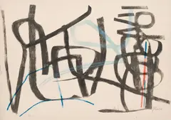 Verflechtung by Fritz Winter, 1951, Farbradierung auf chamoisfarbenem Velin, sold May 2022