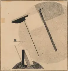 El Lissitzky, Proun 3A, 1920/21, Lithografie auf bräunlichem Papier