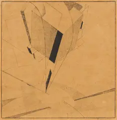 El Lissitzky, Proun 5A, 1919, Lithografie auf bräunlichem Papier