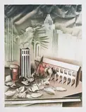 Peter Paul, Stillleben mit Herbst und Campanile, 1982, Mappe mit 1 Farblithografie auf BFK RIVES (Wasserzeichen)