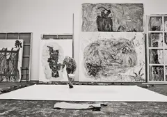 Benjamin Katz, Georg Baselitz im Atelier, Um 1966/2016, Digital-Print auf Fotokarton