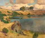 Fritz von Wille, Die Kapelle über dem Totenmaar, Öl auf Leinwand