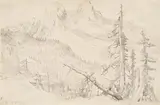 Christian Morgenstern, Blick auf das Zugspitzmassiv, Bleistift auf Papier