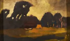 Albert Schiestl-Arding, Moorlandschaft, Öl auf Sperrholz