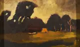Albert Schiestl-Arding, Moorlandschaft, Öl auf Sperrholz
