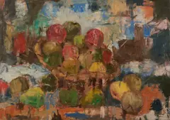 Eberhard Viegener, "Obstkorb", 1963, Öl auf Sperrholz