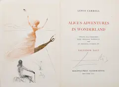 Salvador Dalí, Alice in Wonderland, 1969, Buch mit 1 beiliegenden Farbradierung und 12 Farbholzschnitten auf Chiffon de Mandeure (Trockenstempel)