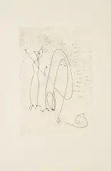 Les noces interrompues by Max Ernst, 1971, Farbradierung und Prägedruck auf Lana (Wasserzeichen: Widderkopf), sold May 2022