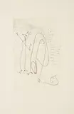 Max Ernst, Les noces interrompues, 1971, Farbradierung und Prägedruck auf Lana (Wasserzeichen: Widderkopf)