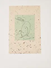 Oiseau mere (Muttervogel) by Max Ernst, 1972, Farblithografie auf Japan mit eingeschlossenen Stücken von Pflanzenblättern, sold May 2022