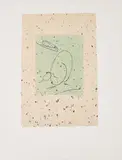 Max Ernst, Oiseau mere (Muttervogel), 1972, Farblithografie auf Japan mit eingeschlossenen Stücken von Pflanzenblättern