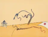 Max Ernst, Aus: Folon, La mort d'un arbre, 1974, Farblithografie auf Buchseite