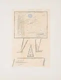 Max Ernst, A nouveau Loplop (Noch einmal Loplop), 1975, Farbaquatintaradierung und Kreide auf Arches FRANCE (Wasserzeichen)