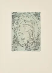 Ohne Titel by Max Ernst, 1963, Farbaquatintaradierung auf RIVES (Wasserzeichen), sold May 2022